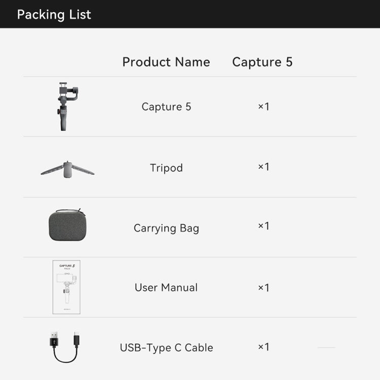 FUNSNAP Capture 5 Professional 3-Axis Handheld Gimbal Phone Live Stabilizer, Capture 5 Basic, Capture 5 Combo
