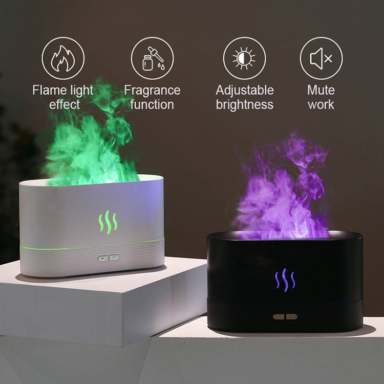 7 Color Flame Aromatherapy Machine Home Office Desk Air Humidifier, 7 Color(Black), 7 Color (White)